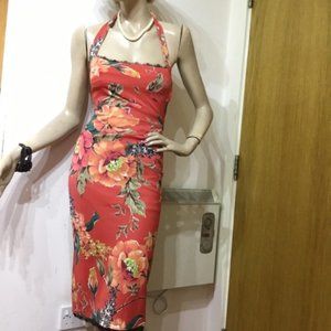 Karen  Miller Orange floral wiggle dress US Sz. 4
